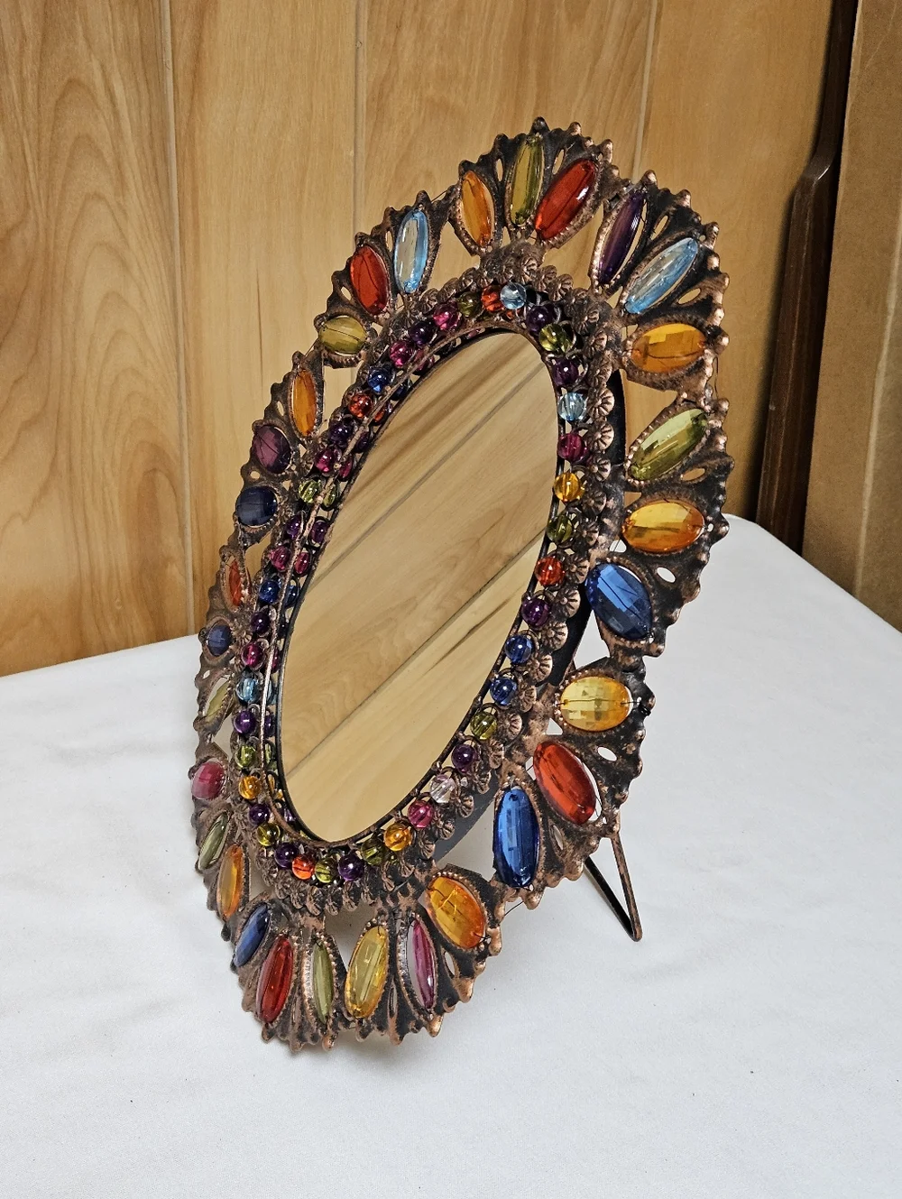 Pier 1 Imports Oval Jeweled Mirror Boho Bohemian 15